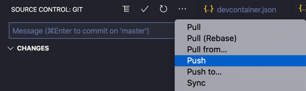 vscode source control push